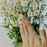 18K Gold Daisy Flower Ring Paved Zircon Wedding Party For Women - Gemstone Gold