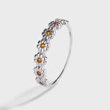 18K Gold Daisy Flower Ring Paved Zircon Wedding Party For Women - Gemstone Gold