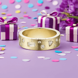 18K Yellow Gold Moissanite Ring for Women Band Engagement Wedding - Gemstone Gold