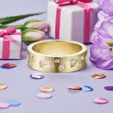 18K Yellow Gold Moissanite Ring for Women Band Engagement Wedding - Gemstone Gold