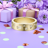 18K Yellow Gold Moissanite Ring for Women Band Engagement Wedding - Gemstone Gold