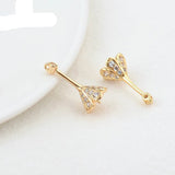 24K Gold Flower Bead Earrings WomenCharms Jewelry Accessories - Gemstone Gold