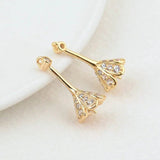 24K Gold Flower Bead Earrings WomenCharms Jewelry Accessories - Gemstone Gold