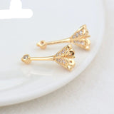 24K Gold Flower Bead Earrings WomenCharms Jewelry Accessories - Gemstone Gold