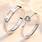 2Pcs/sets Zircon Heart Ring Set Forever Endless Love Wedding for Women Men Jewelry - Gemstone Gold