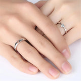 2Pcs/sets Zircon Heart Ring Set Forever Endless Love Wedding for Women Men Jewelry - Gemstone Gold
