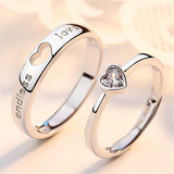 2Pcs/sets Zircon Heart Ring Set Forever Endless Love Wedding for Women Men Jewelry - Gemstone Gold