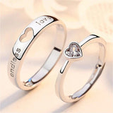 2Pcs/sets Zircon Heart Ring Set Forever Endless Love Wedding for Women Men Jewelry - Gemstone Gold