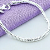 3mm Snake Chain Bracelet 925 Sterling Silver for Women Engagement Jewelry - Gemstone Gold