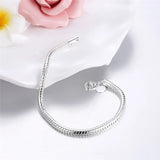 3mm Snake Chain Bracelet 925 Sterling Silver for Women Engagement Jewelry - Gemstone Gold