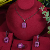 3PC Bridal Purple Jewelry Set For Women Bracelet Ring Earring Wedding Jewelry - Gemstone Gold