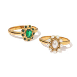 Vintage Halo Emerald Ring 18K Gold For Women Anniverssary Ring