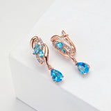 Pink Zircon Rose Gold Drop Earrings Jewelry Party Women