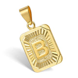 Initial Letter Pendant Necklace for Women Men Gold Curb Chain Jewelry