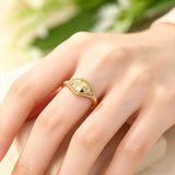 Vintage Carved Leaf Ring Pattern Inlaid Gold with White Zircon Women's  Jewelry Gift