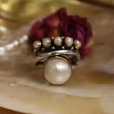 Vintage Two Tone Pearl Ring Women Accessories Girl Party Jewelry