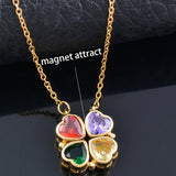 4 Heart Flower Pendant Necklace Gold Love Women Jewelry