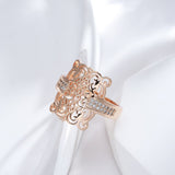 Vintage Gold Square Ring 585 Rose for Women Natural Zircon Jewelry