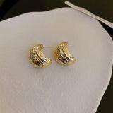 Vintage Thick Teardrop Earrings for Women Gold Dome Jewelry