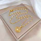Hollow Shell Pearl Pendant Necklace Personality Retro Versatile Jewelry