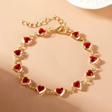 Red ruby Chain Bracelets for Women Heart Bracelets Party Wedding Jewelry Gift
