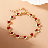 Red ruby Chain Bracelets for Women Heart Bracelets Party Wedding Jewelry Gift