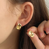 Vintage Thick Teardrop Earrings for Women Gold Dome Jewelry