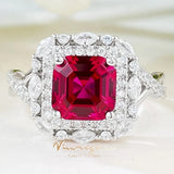 Red Ruby Gemstone Ring 925 Sterling Silver For Women Wedding Fine Jewelry