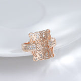 Vintage Gold Square Ring 585 Rose for Women Natural Zircon Jewelry