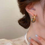 Drip Oil Round Flower Earrings Necklace Set for Women Luxury Jewelry Set