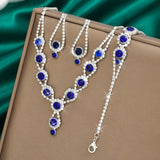 Bridal Rhinestones Jewelry Sets for Women Necklace Ring Earrings Wedding Party