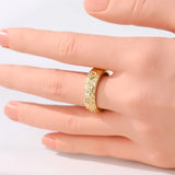 Hand Carving Flower Ring Women's Classic Gold Engagement Jewelry