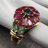 Floral Inlay Pink Zircon Ring Women's Gold Wedding Engagement Jewelry