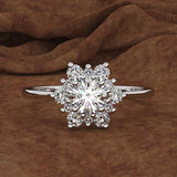 Sparkling Zircon Flower Women Ring for Wedding Engagement Statement Jewelry
