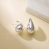 Vintage Thick Teardrop Earrings for Women Gold Dome Jewelry