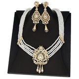 Natural Stone Beaded Necklace Drop Earring Wedding Jewelry Set