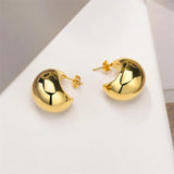 Vintage Thick Teardrop Earrings for Women Gold Dome Jewelry