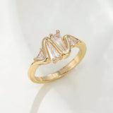 Wavy Multi-cut Zirconia Ring Gold Women's Engagement Lady Party Bridal Jewelry