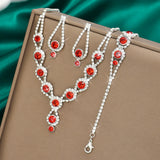 Bridal Rhinestones Jewelry Sets for Women Necklace Ring Earrings Wedding Party