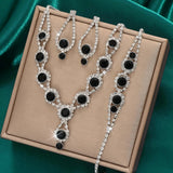 Bridal Rhinestones Jewelry Sets for Women Necklace Ring Earrings Wedding Party