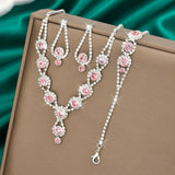 Bridal Rhinestones Jewelry Sets for Women Necklace Ring Earrings Wedding Party