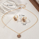 Drip Oil Round Flower Earrings Necklace Set for Women Luxury Jewelry Set