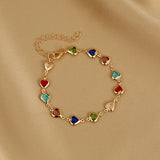 Red ruby Chain Bracelets for Women Heart Bracelets Party Wedding Jewelry Gift