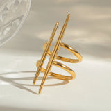 Vintage Parallel Double Ring Line Hollowed 18K Gold Women Charm Jewelry