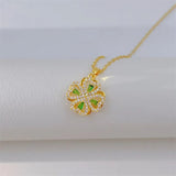 Classic inlaid Green Emerald Rotatable Necklace Jewelry