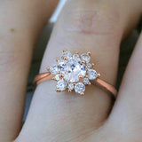 Sparkling Zircon Flower Women Ring for Wedding Engagement Statement Jewelry