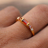 Red Ruby Women Gold Ring Inlaid Bright Wedding Party Jewelry Lady Gift