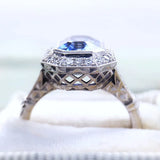 Temperament Blue Sapphire Ring Women Wedding Anniversary Jewelryù