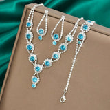 Bridal Rhinestones Jewelry Sets for Women Necklace Ring Earrings Wedding Party