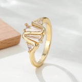 Wavy Multi-cut Zirconia Ring Gold Women's Engagement Lady Party Bridal Jewelry